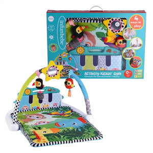 Infunbebe Activity Kickin Gym assembled, with its carton