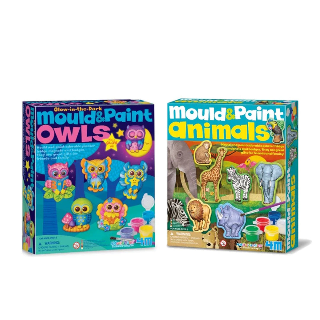 4M Twin Pack Mould & Paint Glow Owls/Animals