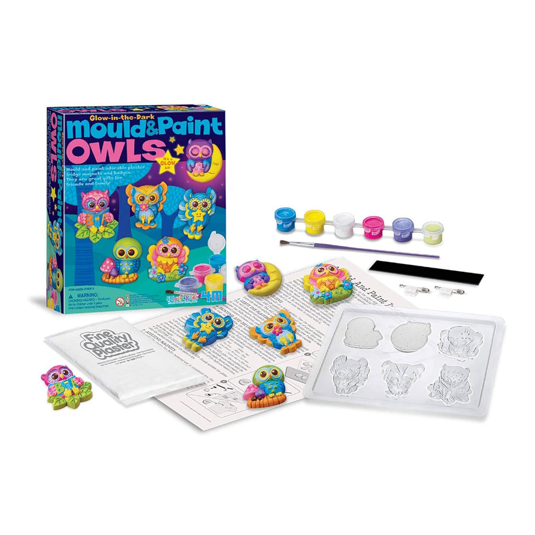 4M Twin Pack Mould & Paint Glow Owls/Animals