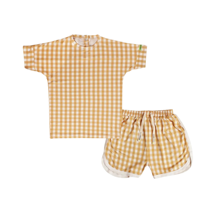 Hamako Tencel Creme Gigham (CG) Short Set