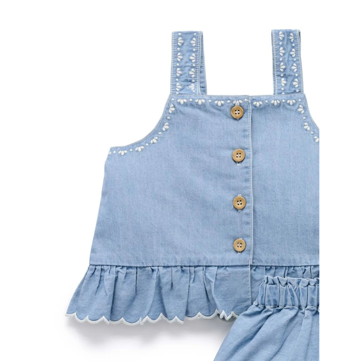 Purebaby Faded Denim Chambray Set Organic