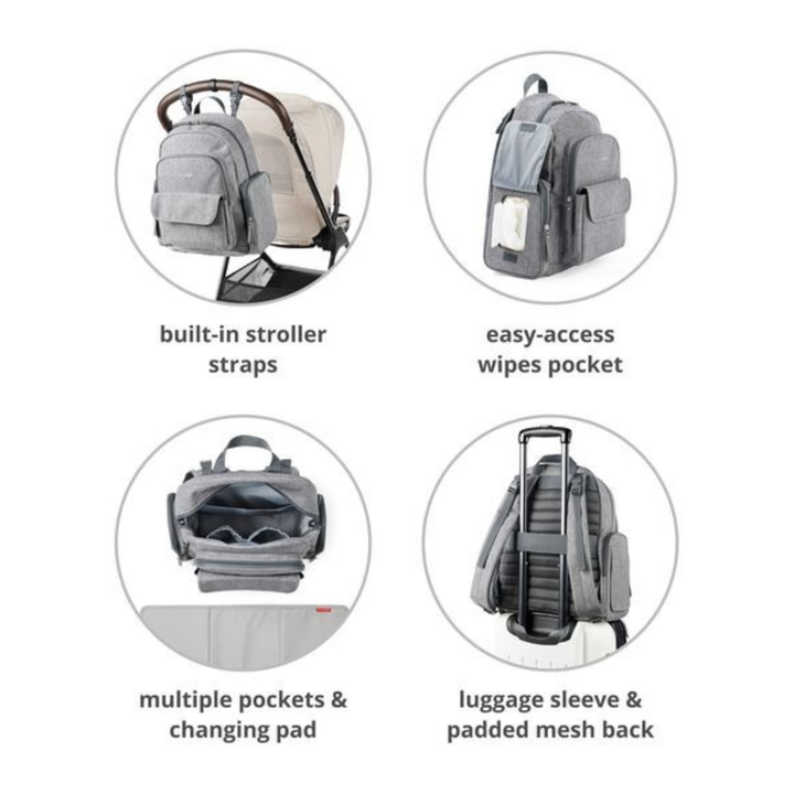 Skip Hop Luna Diaper Backpack Heather Grey