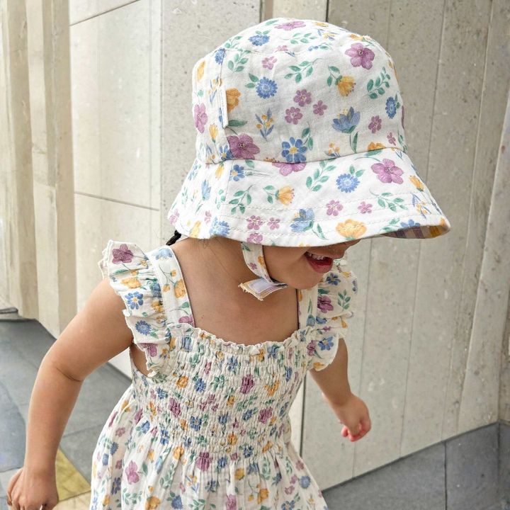 Purebaby Sofia Print Floral Reversible Bucket Hat Organic