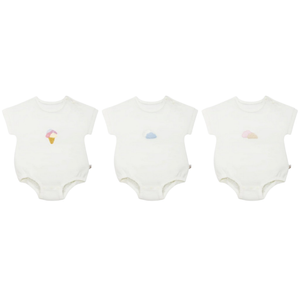 Twinkle Planet Organic Short Sleeve Bodysuit - Cotton Candy Cloud