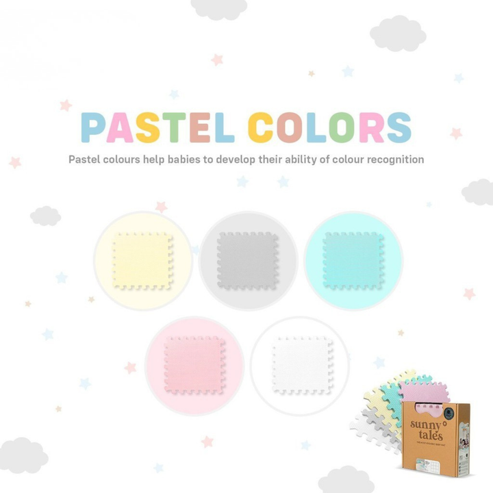 Sunny Tales 9 Pieces 12" Anti Bacterial Puzzle Baby Mat - Plain