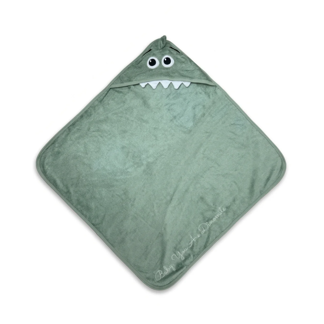 Maison Q Curious Dino Hooded Bamboo-Cotton Towel