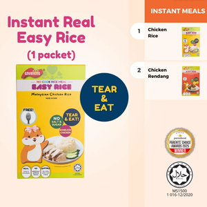 Gnubkins Ready To Eat Malaysian Chicken Rendang Rice 120G