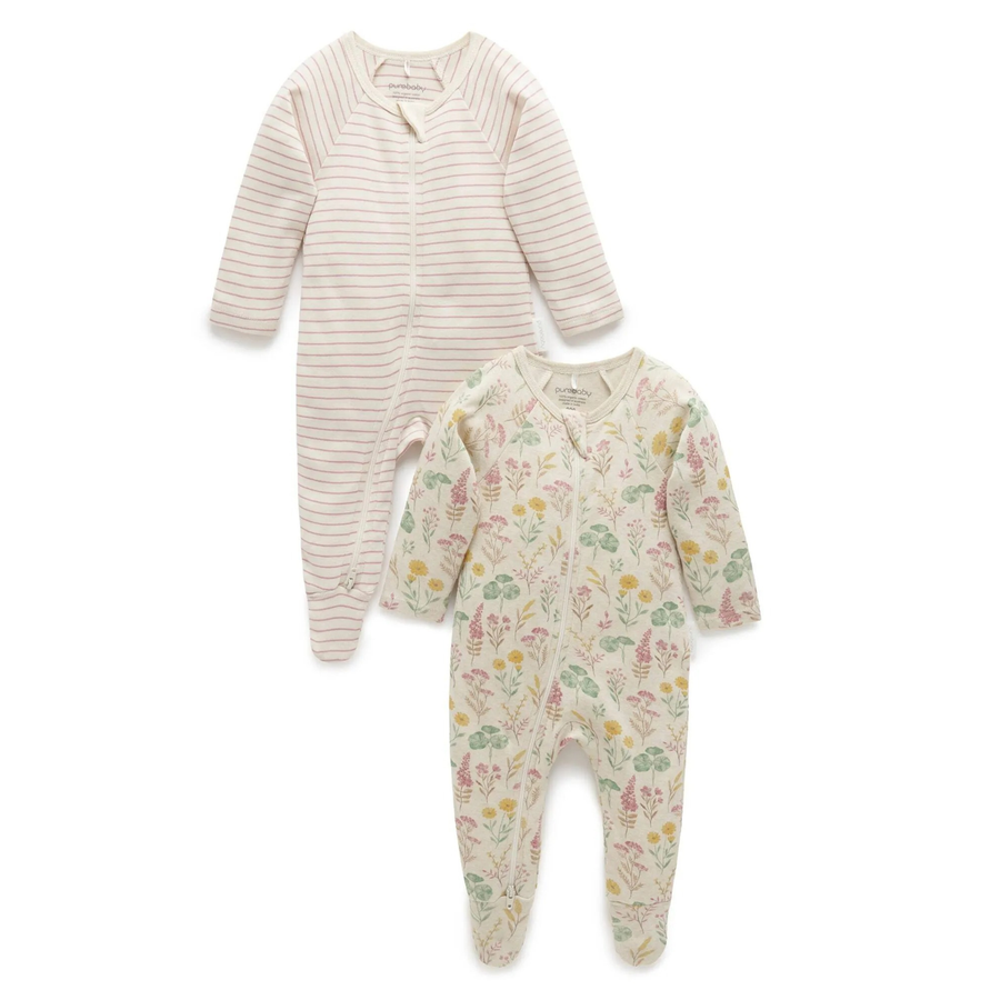 Purebaby 2 Pack Digital Zip Growsuit