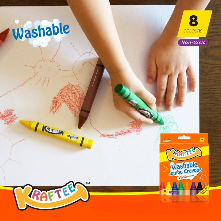 Kraftee Washable Jumbo Crayons 8ct