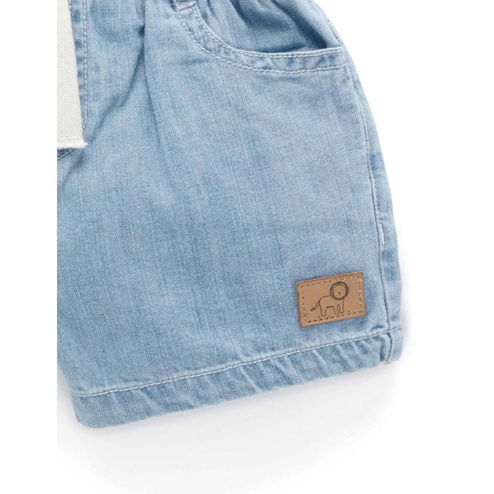 Purebaby Faded Denim Print Pull On Denim Short Organic