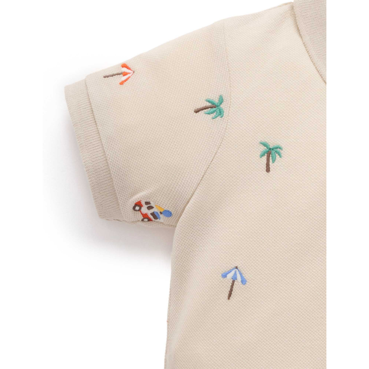 Purebaby Cancun Sand Broderie Print Resort Embroidered Polo Organic