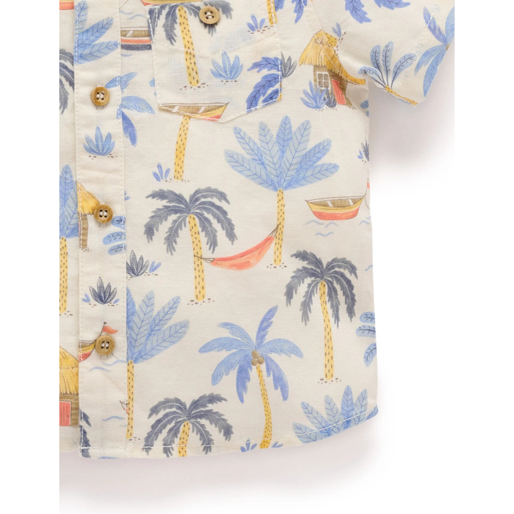 Purebaby Palm Tree Print Linen Blend Shirt Organic