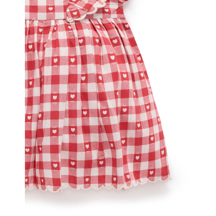 Purebaby Heart Gingham Print Gingham Dress Organic