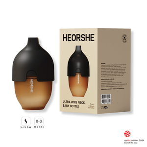 HEORSHE Ultra Wide Neck Baby Bottle 5 oz black with retail packaging