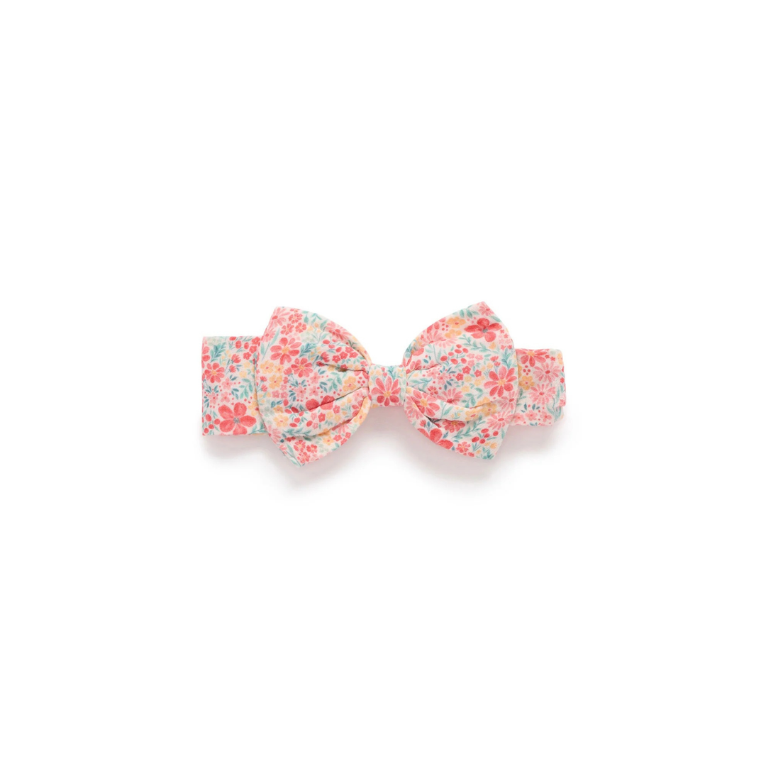 Purebaby Summer Floral Print Festive Bow Headband Organic