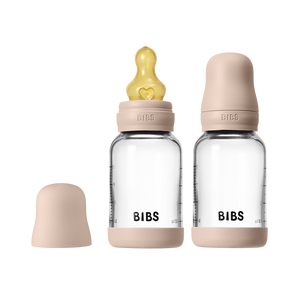BIBS Baby Glass Bottle 120ml 2-pack latex slow flow, Blush