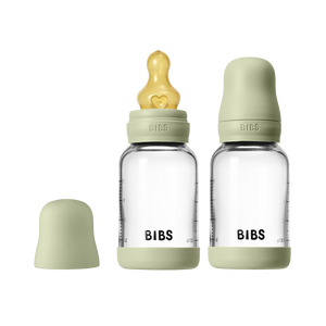 BIBS Baby Glass Bottle 120ml 2-pack latex slow flow, Sage