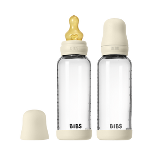 BIBS Baby Glass Bottle 240ml 2-pack latex medium flow, Ivory