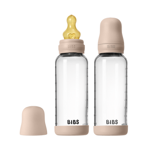 BIBS Baby Glass Bottle 240ml 2-pack latex medium flow, Blush