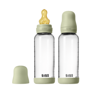 BIBS Baby Glass Bottle 240ml 2-pack latex medium flow, Sage