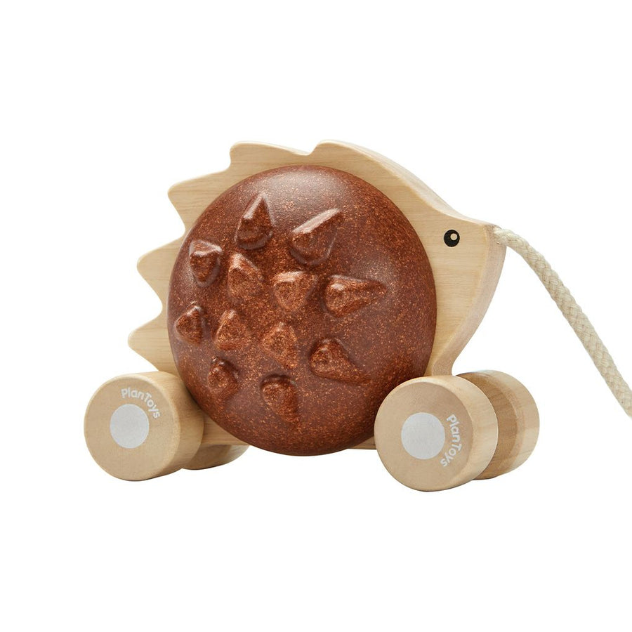 PlanToys Pull-Along Hedgehog in brown