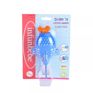 Infunbebe Swim n Catch Shark blister card showing the 18+ months grading