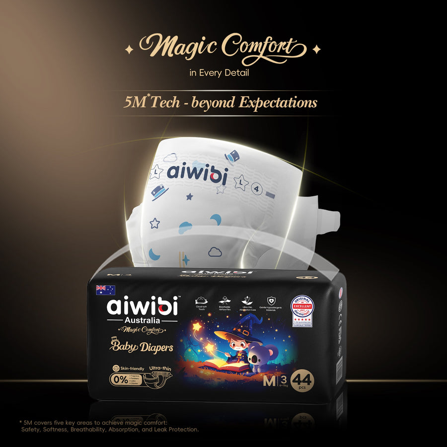 Aiwibi Magic Comfort baby diapers - line imagery (sample listing)