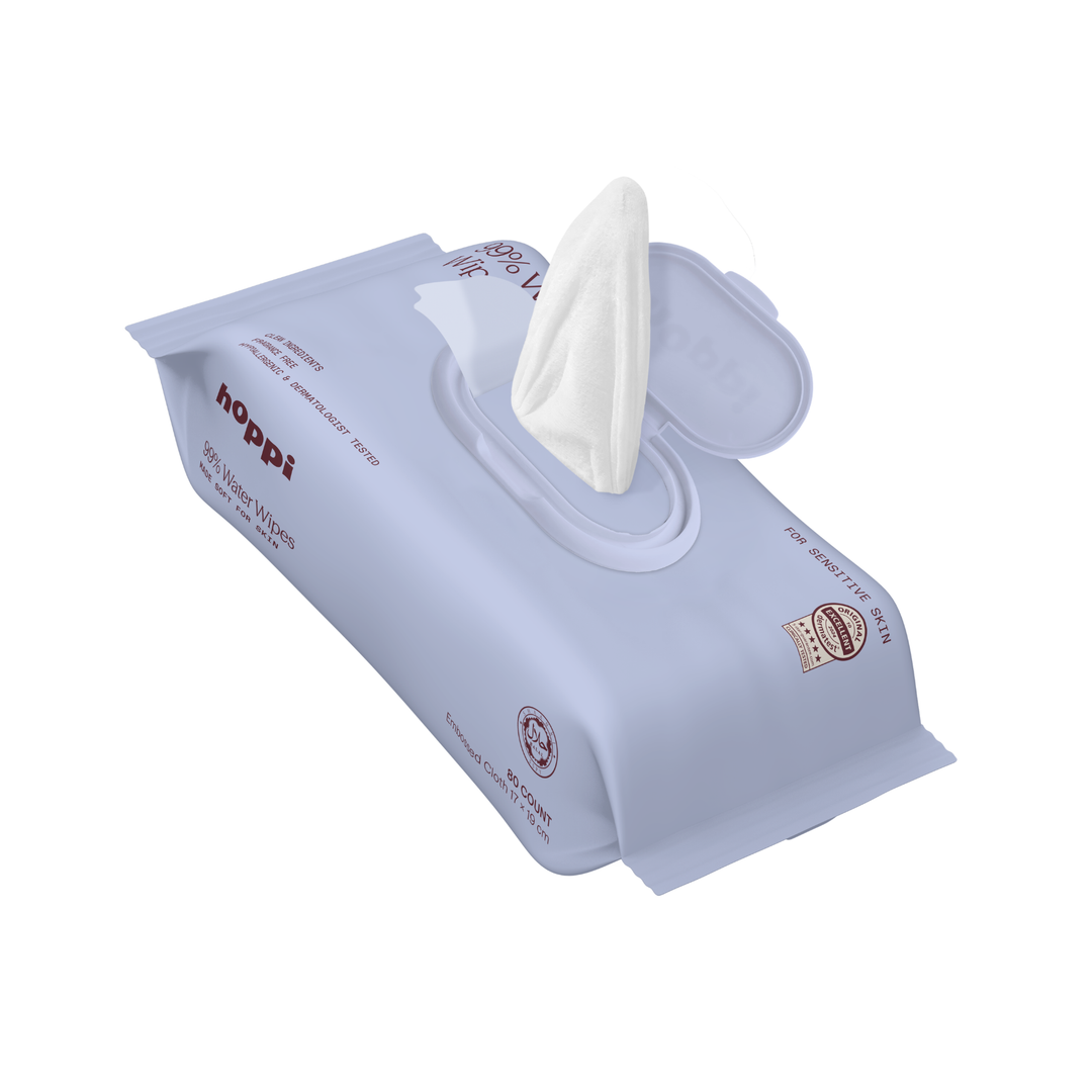 Hoppi 99% Water Wipes (80 Sheets/Pack) Bundle Pack of 3
