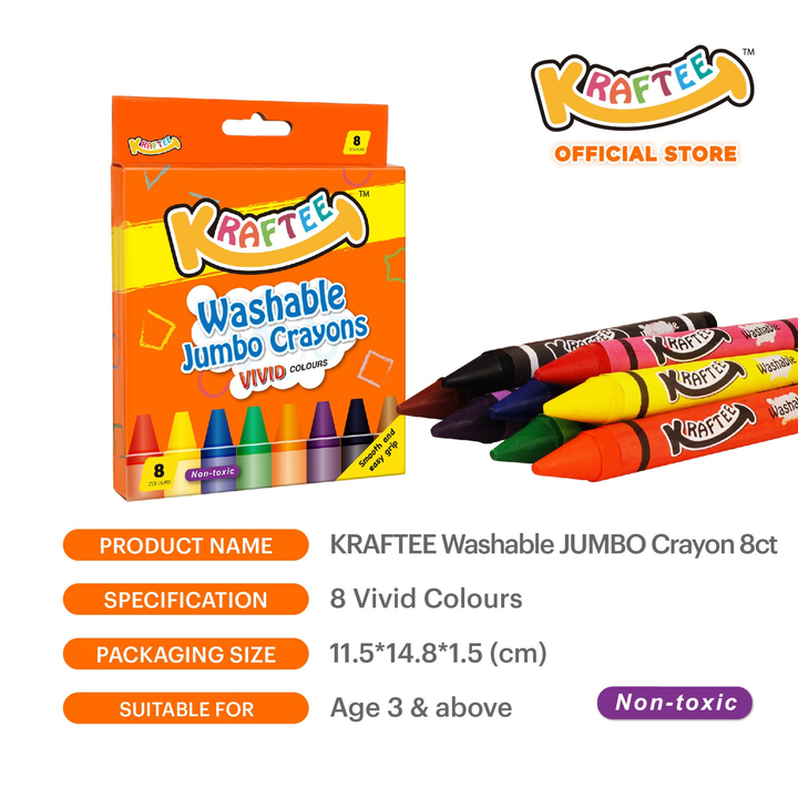 Kraftee Washable Jumbo Crayons 8ct