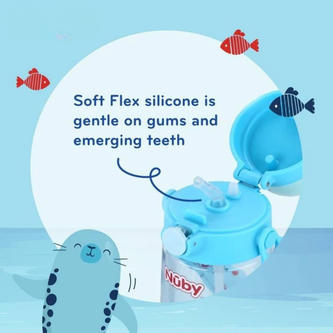 Nuby 18oz/560ml Printed Fan Bottle with Strap