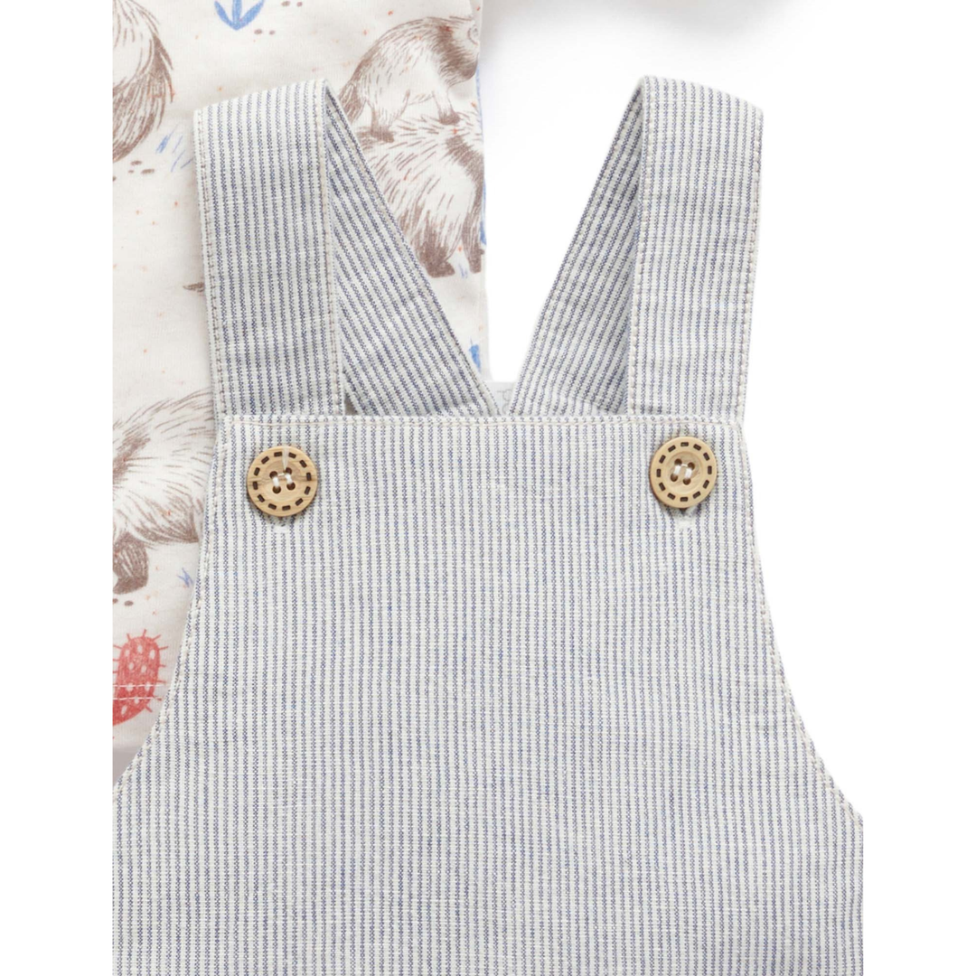 Purebaby Slub Stripe Print Striped Overall Set Organic