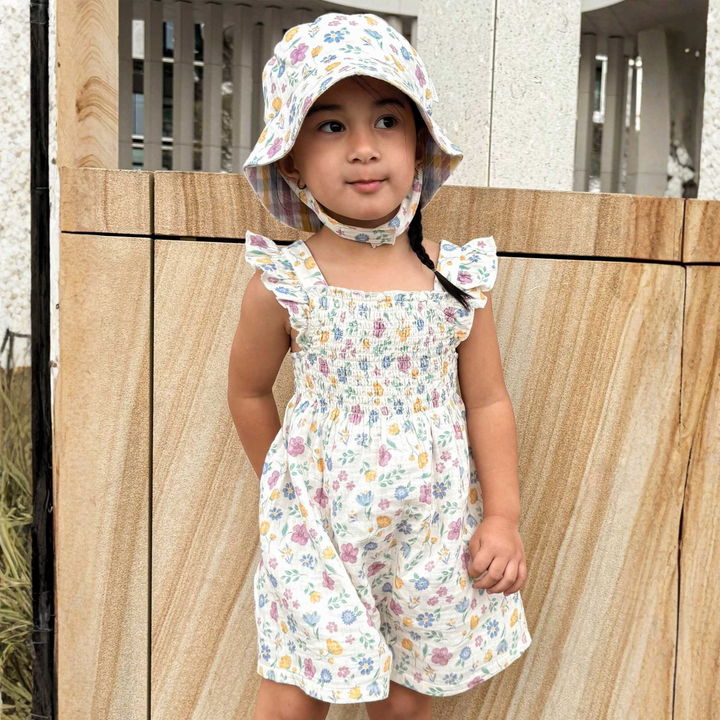 Purebaby Sofia Print Floral Reversible Bucket Hat Organic