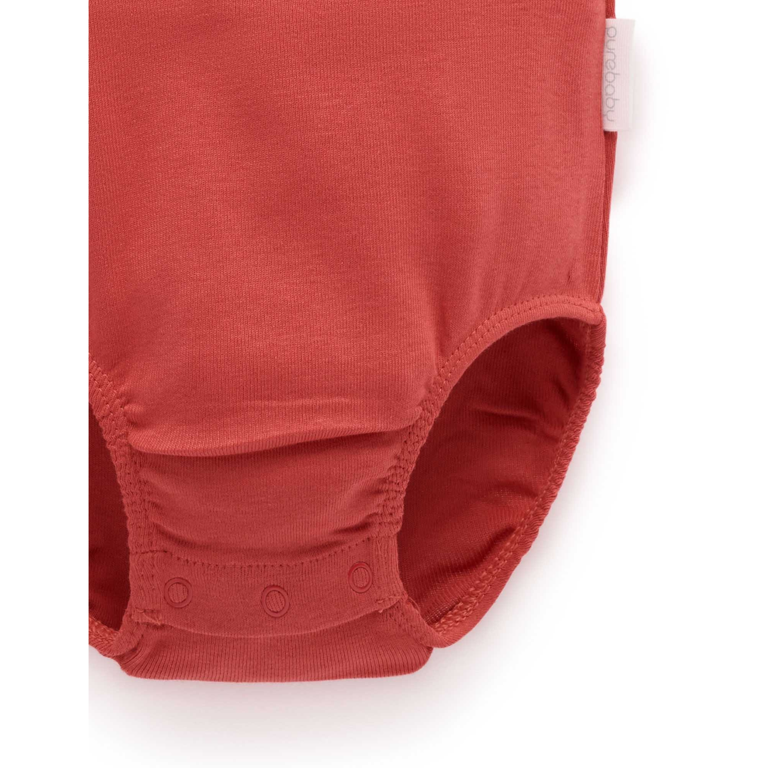 Purebaby Christmas Red Print Postie Santa Bodysuit Organic