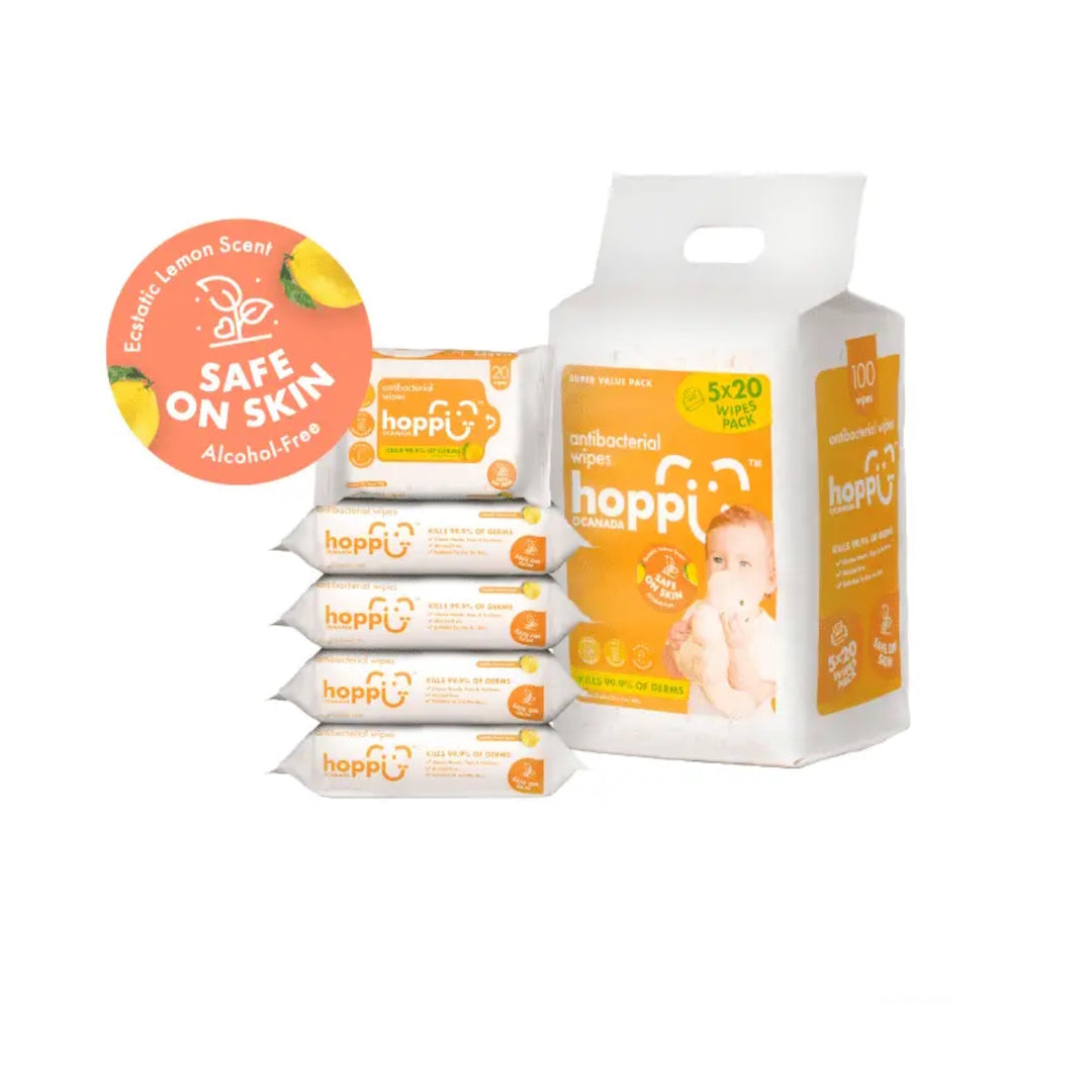 Hoppi 20 Sheets 5-In-1 Bundle Pack Antibacterial Wet Wipes