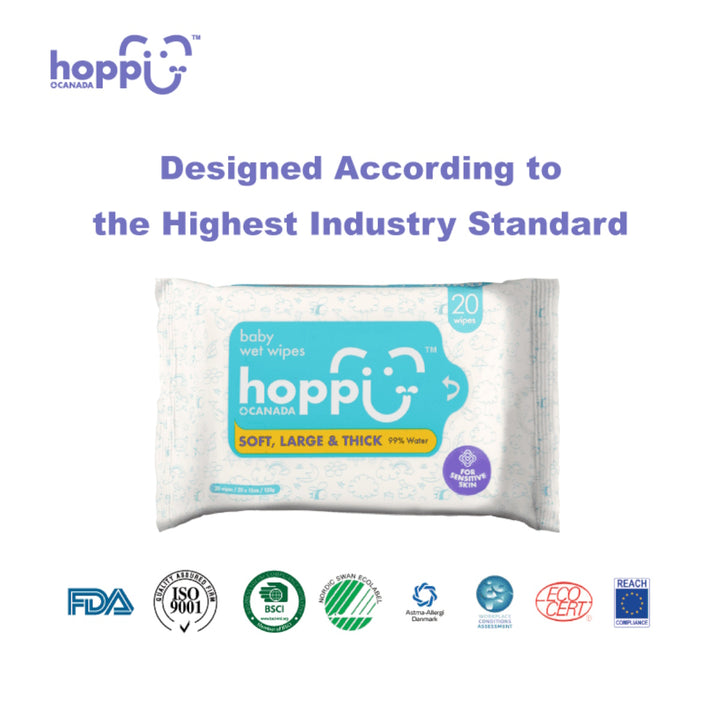 Hoppi Baby Wet Wipes  (20 wipes x 5 packs)