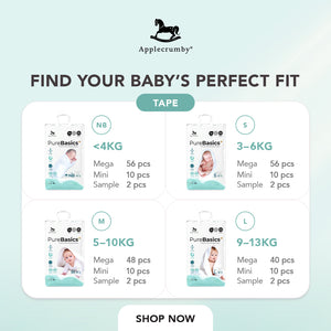 Applecrumby PureBasics Tape Diapers Mega Pack S (56 pcs)