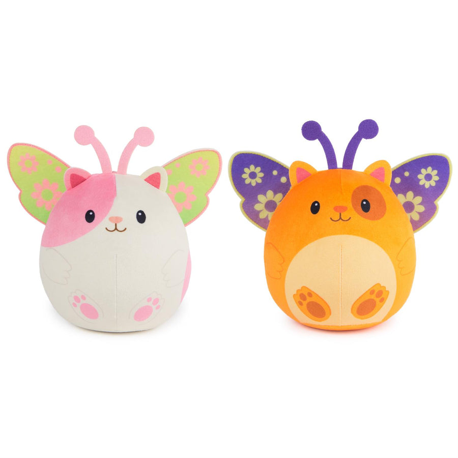 Both Fairylandia Hamster Kitty plush styles - white/pink and brown/orange