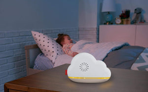Calming Clouds cloud unit used as a bedside soother and night light