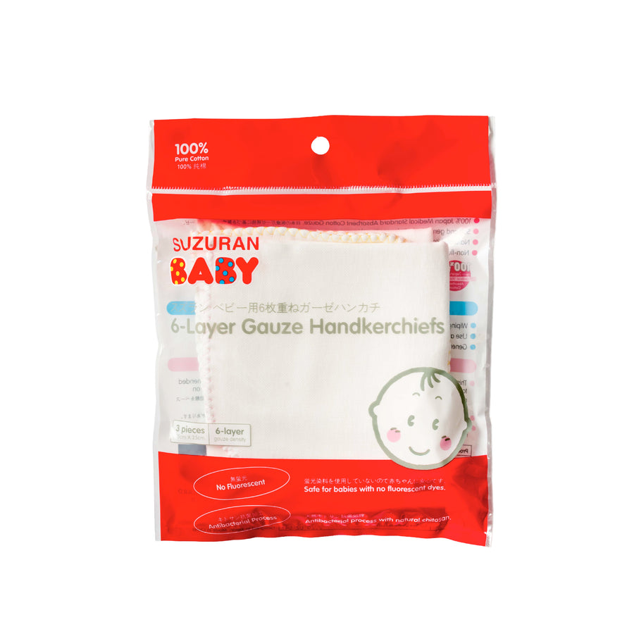 Suzuran Baby 6-Layer Gauze Handkerchief 3pcs