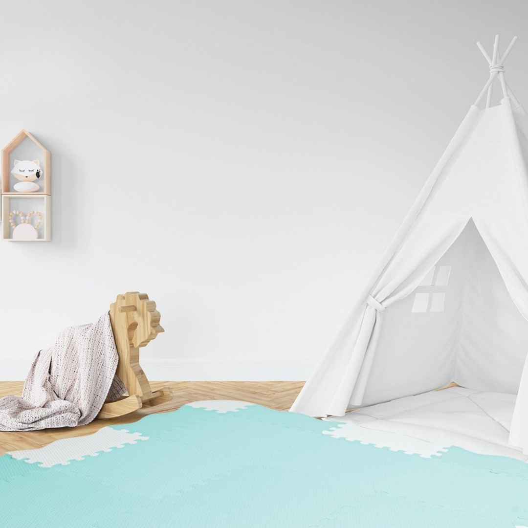 Sunny Tales 9 Pieces 12" Anti Bacterial Puzzle Baby Mat - Plain