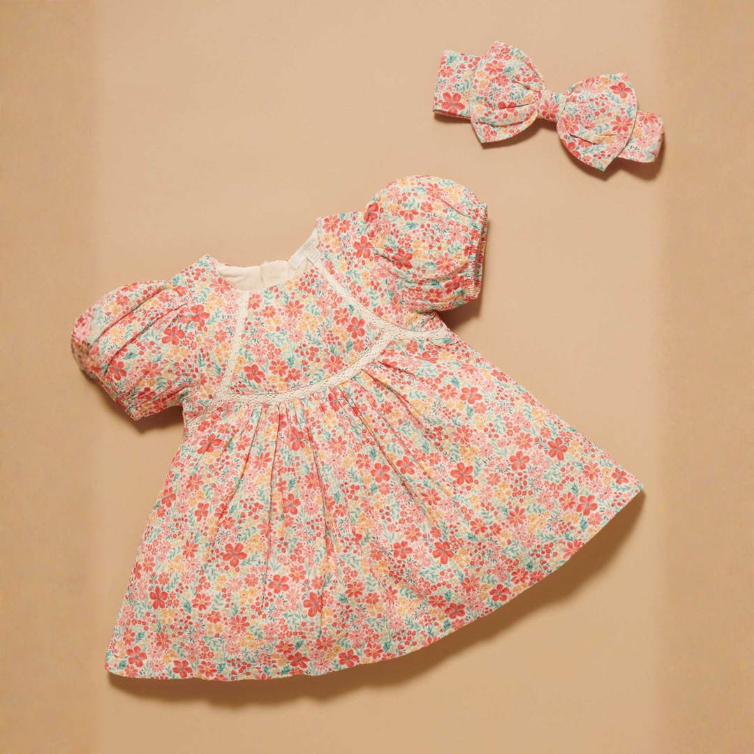 Purebaby Summer Floral Print Festive Bow Headband Organic