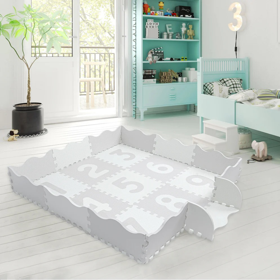 Sunny Tales 9 Piece 12" Anti Bacterial Puzzle Baby Mat - Numbers