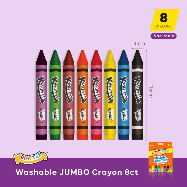 Kraftee Washable Jumbo Crayons 8ct