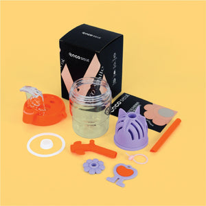 COCO SMILE 550ml flower cup Orange shown with lid, straw, strainer and box