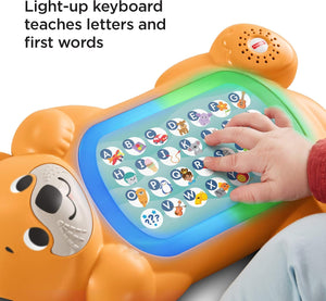 Close-up of the light-up keyboard that teaches letters and first words