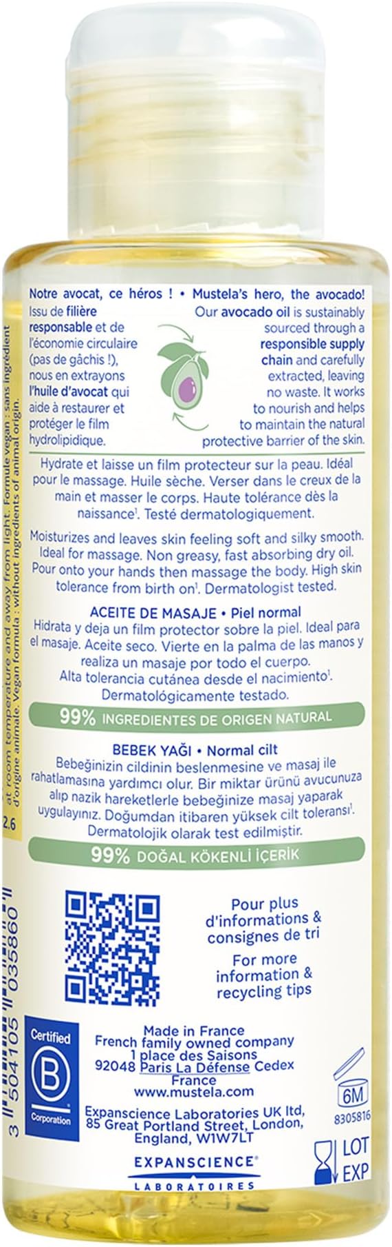 Mustela Baby Oil With Avocado Oil 100ml