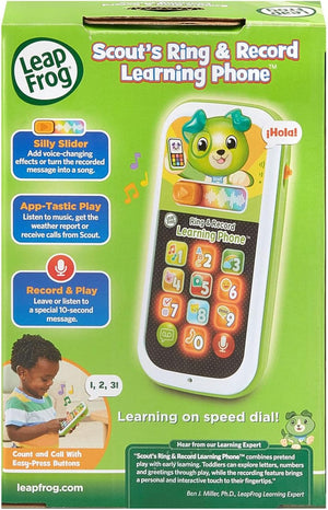 LeapFrog Ring & Record Learning Phone pack back, feature list