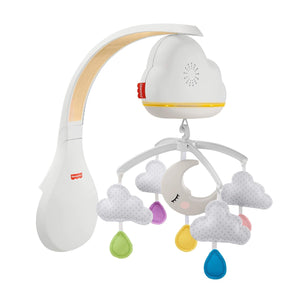 Fisher-Price Calming Clouds Mobile and Soother with plush clouds and raindrops