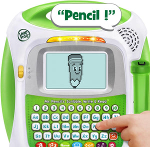 Pressing the letter keys on LeapFrog Mr. Pencil's Scribble, Write & Read