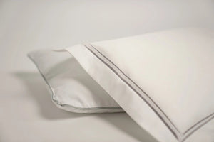 Egyptian Cotton Baby Pillow Case in Platinum White with silver embroidery
